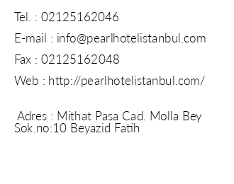 Pearl Hotel stanbul iletiim bilgileri